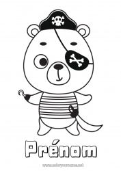 Coloriage gratuit Déguisement Ours Pirate Ourson Animaux de la forêt