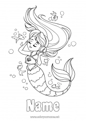 Free coloring Sea Fish Mermaid Music Fairy tale Marine or aquatic animals World Music Day