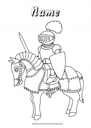 Free coloring Horse Knight Farm animals