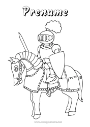 Pagină de colorat personalizată Cal Cavaler Animale de fermă