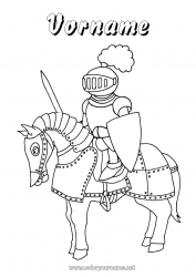 Malvorlage anpassen Pferd Ritter Bauernhoftiere