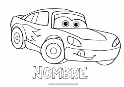 Colorear para personalizar Vehículos Coches Coche de carreras Automóviles, furgonetas y autocaravanas Vehículos de carreras y pistas Dibujo animado Cartoon Vehículos con personajes