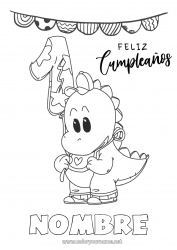 Dibujo libre Lindo Cumpleaños Dinosaurios Dragón Dibujos fáciles para colorear Mensaje de feliz cumpleaños (inglés) Gran número de edad Dragones, unicornios y animales fantásticos