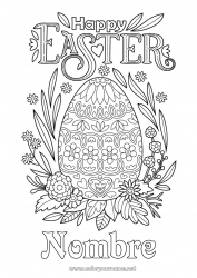 Colorear para personalizar Mandala Huevos de Pascua Pascua de Resurrección Mensaje de 