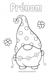 Coloriage gratuit Chance Trèfle Irlande Fête de la Saint Patrick Gnome