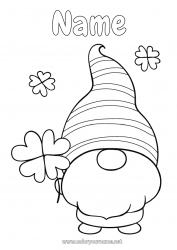 Free coloring Luck Clover Ireland Saint Patrick's Day Gnome