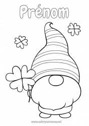 Coloriage gratuit Chance Trèfle Irlande Fête de la Saint Patrick Gnome