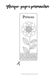 Coloriage à personnaliser Fleurs Été Marque page Tournesol