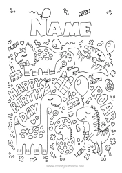 Free colouring Birthday Dinosaurs Triceratops