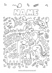 Free coloring Birthday Dinosaurs Triceratops