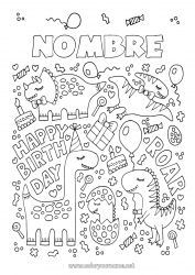 Colorear para personalizar Cumpleaños Dinosaurios Triceratops