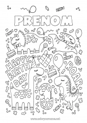 Coloriage gratuit Anniversaire Dinosaures Tricératops