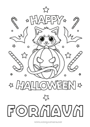 Gratis tegning Godteri Gresskar Svart katt Søt Katt Halloween Hunder og katter Påmelding 