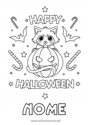 Desenho grátis Doces Abóbora Gato preto Fofo Gato Halloween Cães e gatos Inscrição 