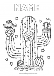 Free drawing Owl Cactus Flying birds and mammals