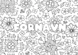 Gratis tegning Blomster Dekoreret navn Komplekse farvelægninger