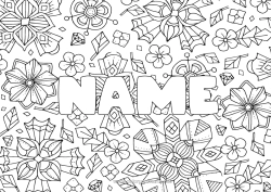 Free coloring Flowers Decorated name Complex coloring pages