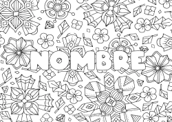 Dibujo libre Flores Nombre decorado Dibujos complejos para colorear