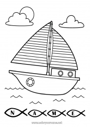 Free coloring Sea Vehicles Boat Sailing boat Maritime vehicles