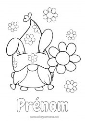 Coloriage gratuit Fleurs Gnome Marguerite