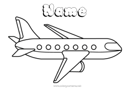 Colouring to customise Aeroplane Vehicles Easy Colouring Pages Aerial Vehicles