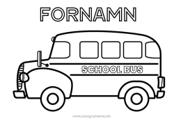 Färgläggningssida att anpassa Fordon USA Kanada Buss, bil Kollektivtrafik på land