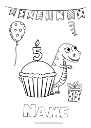 Free colouring Candle Cake Dinosaurs Easy colouring pages Customisable age celebrated