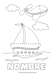 Dibujo libre Avión Mar Vehículos Actividades para niños Barco Velero Vehículos aéreos Vehículos marítimos