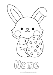 Free colouring Rabbit Animal Easter eggs Easter Forest animals