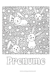 Desen liber de colorat Flori Primăvară Iepure Animal Margareta Desene de colorat complexe Animale din pădure