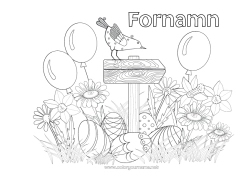 Gratis teckning Blommor Ballonger Vår Påskägg Påsk Påskliljor Marguerite