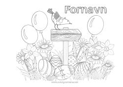 Gratis tegning Blomster Ballonger Vår Påskeegg Påske Påskeliljer Margrethe