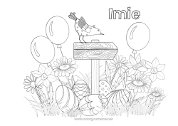 Rysunek za darmo Kwiaty Balony Wiosna Jajka wielkanocne Wielkanoc Żonkile Margaret