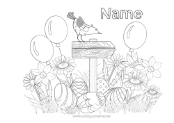 Free colouring Flowers Balloons Spring Easter eggs Easter Daffodils Daisy