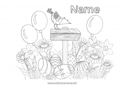 Free coloring Flowers Balloons Spring Easter eggs Easter Daffodils Daisy