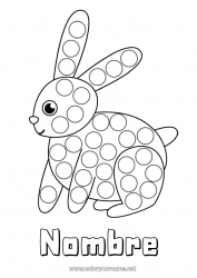Colorear gratis Conejo Actividades para niños Animales Marcadores de puntos Animales del bosque