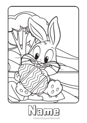 Free colouring Rabbit Animal Easter eggs Forest animals