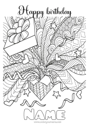 Free colouring Gifts Birthday Mandala Complex colouring pages Happy birthday message