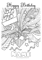 Free drawing Gifts Birthday Mandala Complex coloring pages Happy Birthday (English) Message