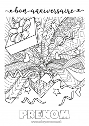 Dessin gratuit Cadeaux Anniversaire Mandala Coloriages complexes Joyeux anniversaire (français) Message