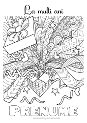 Desen liber de colorat Cadouri Aniversare Mandala Desene de colorat complexe La mulți ani!