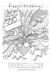 Kostenlose Zeichnung Geschenke Geburtstag Mandala Komplexe Ausmalbilder Alles Gute zum Geburtstag (Französisch) Nachricht
