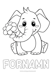 Gratis färgläggning Blommor Elefant Djur Gårdsdjur Afrikas vilda djur
