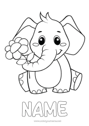 Colouring to customise Flowers Elephant Animal Farm Animals Wild Animals Of Africa