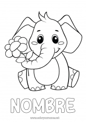 Colorear gratis Flores Elefante Animales Animales de granja Animales salvajes de África