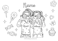 Colouring to customise Sweets Friend, Friend (Female) Treats, Sweets Pacifier