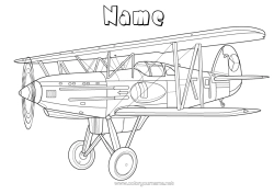 Free colouring Aeroplane Vehicles Aerial vehicles