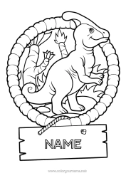 Colouring to customise Dinosaurs Animal Parasaurolophus
