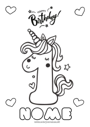 Disegno gratuito Compleanno Numero Unicorno Disegni da colorare facili Buon compleanno (francese) Messaggio Grande numero di anni Draghi, unicorni e animali fantastici