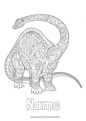 Coloring to customize Calm and zen Mandala Dinosaurs Diplodocus